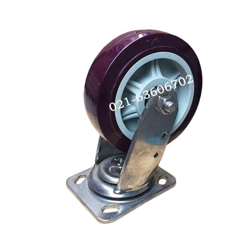 5x2加重型304不锈钢聚氨脂轮子脚轮静音手推车万向轮防锈防水工业