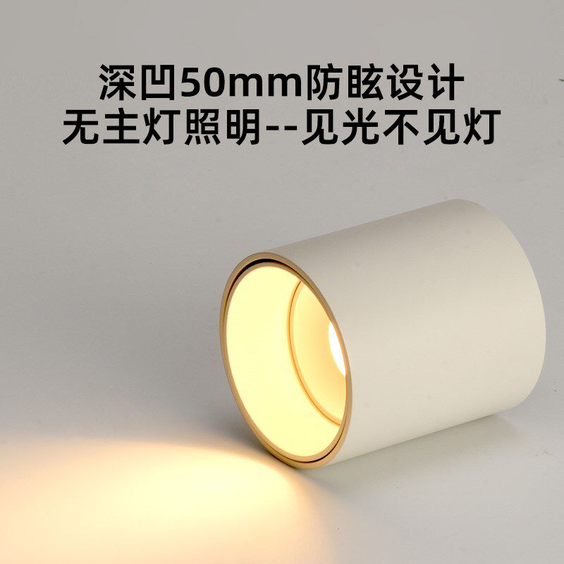 明装筒灯射灯led天花灯免开孔家用圆形吸顶式玄关走道卧室无主灯