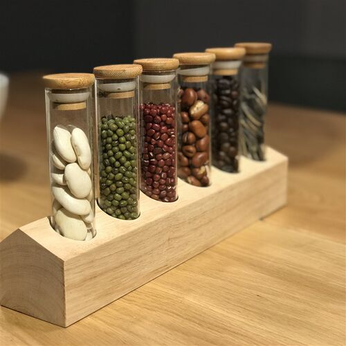 茶叶展示罐 咖啡五谷杂粮玻璃试管展示架奶茶店吧台摆设
