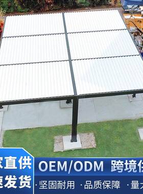 白色铝合金凉亭休闲篷防水四角翻转百叶凉亭门楼现代中式景观尚伦