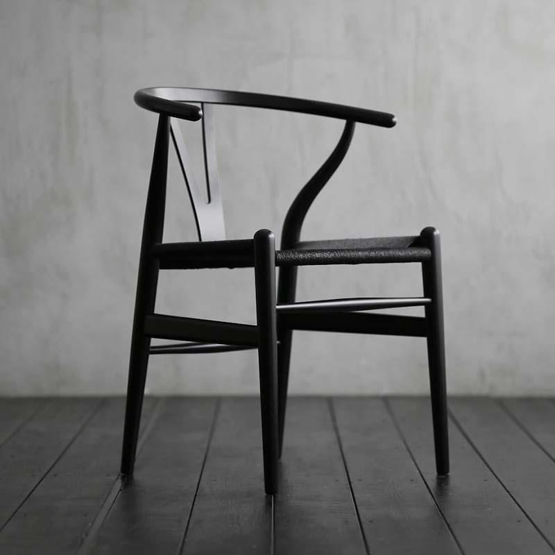 休闲现代Y椅新中式泡茶桌简约扶手椅子黑色实木椅咖啡馆餐厅餐椅