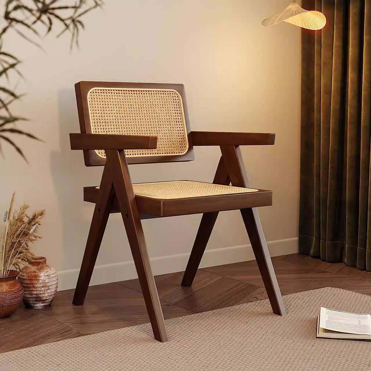 中古风餐椅家用扶手茶椅实木昌迪加尔椅子靠背椅藤编餐桌椅新中式,鲜花速递/花卉仿真/绿植园艺,割草机/草坪机,淘宝优惠券,粉丝福利购,淘宝优惠卷