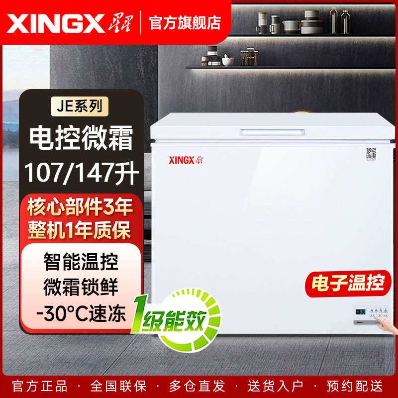 星星XINGX 家用小型冰柜冷柜冷藏冷冻两用节能冰箱宿舍电子温控