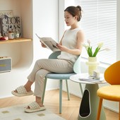 北欧塑料靠背椅子简约家用奶油风餐桌椅软包化妆椅子客厅梳妆凳子