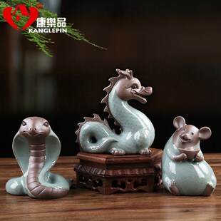属相生日礼物商务陶瓷茶宠摆件精品哥窑十二生肖个性可爱茶玩茶道