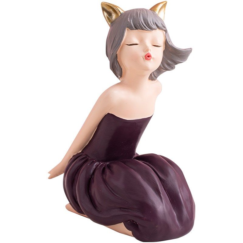 可爱女孩坐姿摆件高级感小众轻奢电视柜梳妆台卧室房间布置装饰品