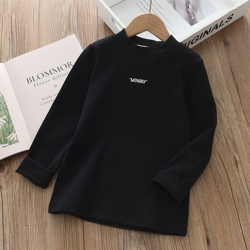 百搭洋气童装春秋款儿童男女童纯棉打底衫宝宝中大童弹力半高领T