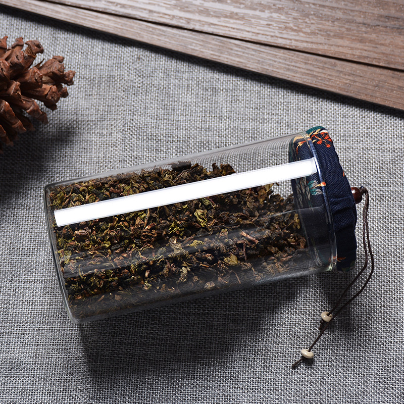 茶叶罐玻璃 密封直筒透明罐子木制迷你小号包装盒罐 花茶玻璃瓶
