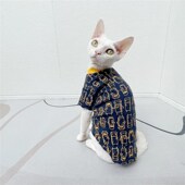 纯棉羊毛手感好弹力内搭衣斯芬克斯无毛猫德文衣服黑黄撞色秋保暖