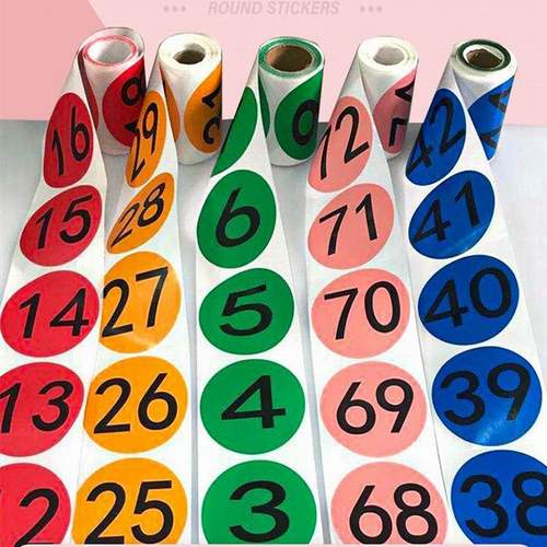 彩色圆点标签不干胶小贴纸色标卷装圆形定制空白数字编号贴销控贴