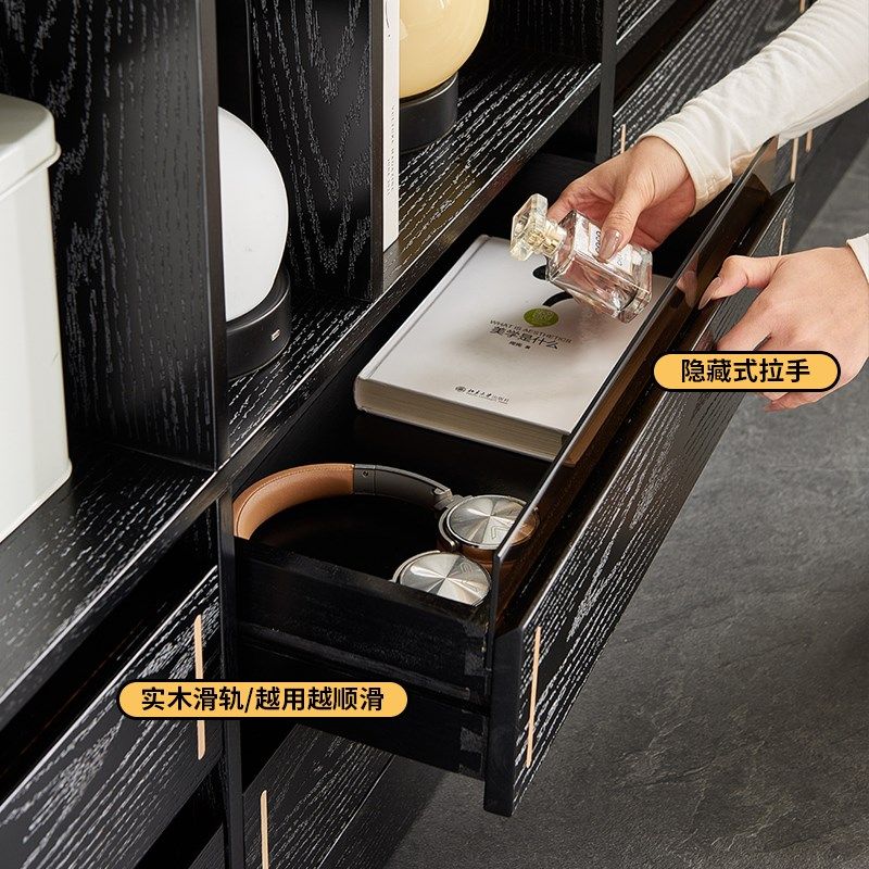 北欧实木餐边柜自由组合格子柜落地矮柜家用隔断柜黑色书柜储物柜,住宅家具,餐边柜,淘宝优惠券,粉丝福利购,淘宝优惠卷