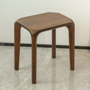 北美黑胡桃木餐凳客厅小板凳家用实木加位凳望月凳子卧室梳妆凳
