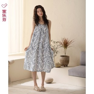 2024新款吊带睡裙女款睡衣背心纯棉全棉夏季夏天大码碎花连衣裙子