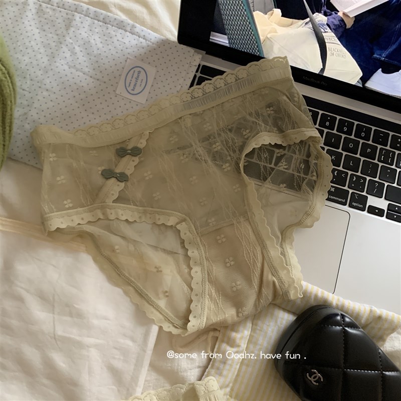 入股新中式~唯美复古网纱蕾丝边内裤 甜美小性感提花低腰女三角裤