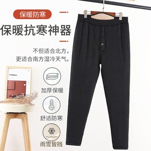 护膝大码 男宽松冬季 老人保暖裤 中老年人三层加厚加绒高腰驼绒棉裤