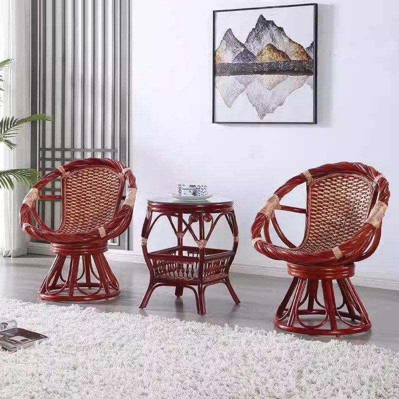 扭藤转椅三件套室内藤家具可旋转阳台桌椅休闲藤编织印尼藤椅子,住宅家具,桌椅套件,淘宝优惠券,粉丝福利购,淘宝优惠卷
