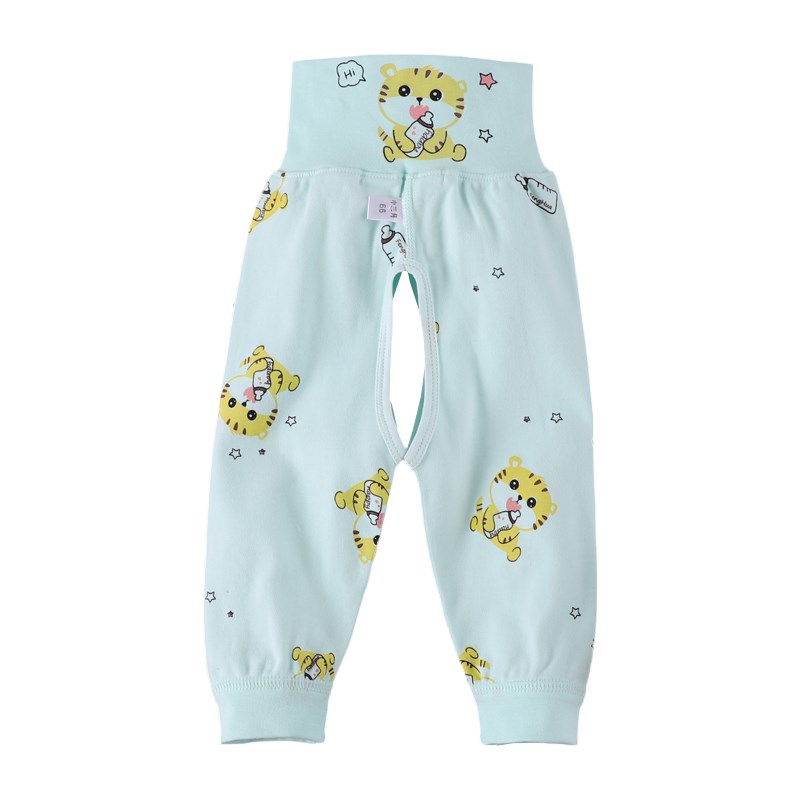 婴儿高腰护肚裤纯棉男女宝宝单条秋裤睡裤春秋裤子儿童线裤可开档