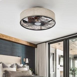 法式风扇灯奶油卧室书房吸顶灯电扇灯主卧吊扇灯变频出口吸顶灯