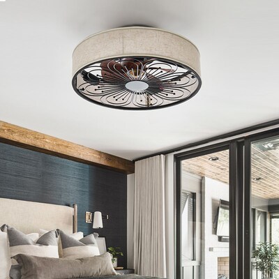 法式风扇灯奶油卧室书房吸顶灯电扇灯主卧吊扇灯变频出口吸顶灯