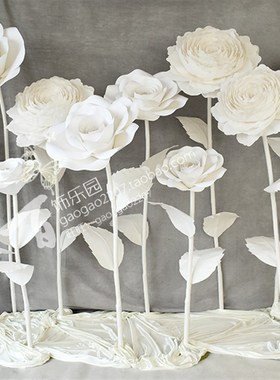 橱窗展示婚礼影楼背景装饰舞台道具Z069大型红色纸花10朵组合