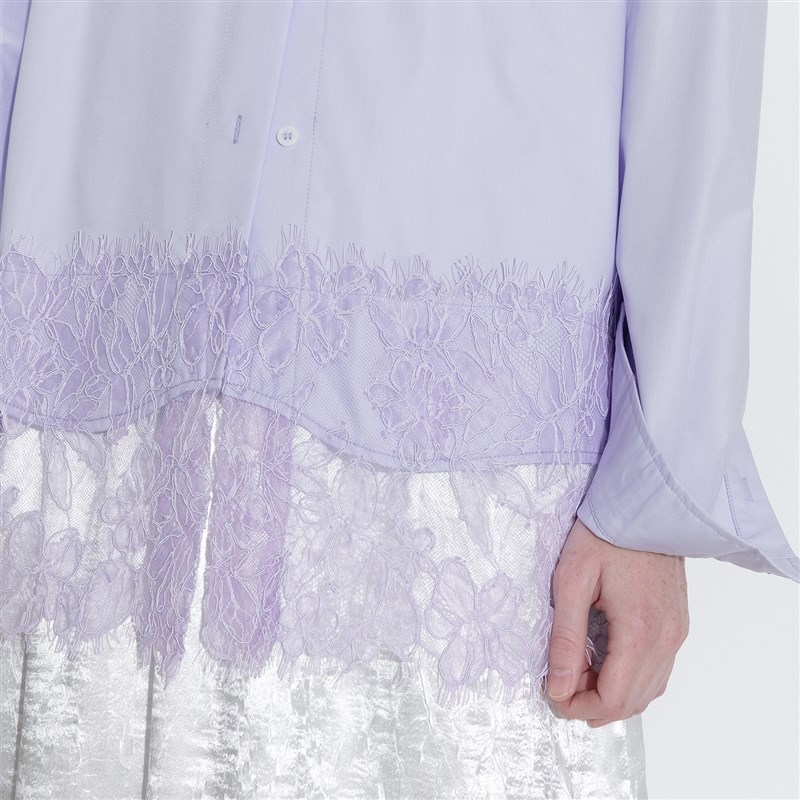 CUBIC午后伦敦 层次感气质蕾丝拼接宽松休闲衬衫