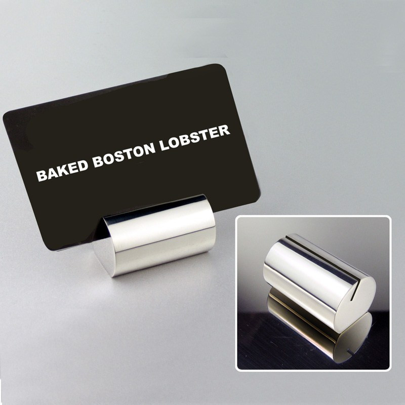 创意不锈钢实心台号牌自助餐菜单台卡夹酒店明档菜品展示架桌牌夹