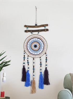 创意波西米亚民蓝色眼睛捕梦网JRC墙壁装饰挂饰挂宿卧件室床头壁