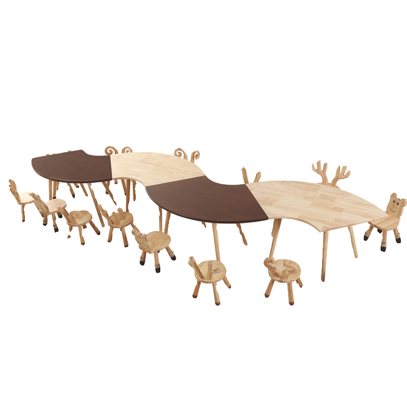 幼儿园实木专用手工桌子儿童美术中心本馆课桌椅绘托阅读早教育区