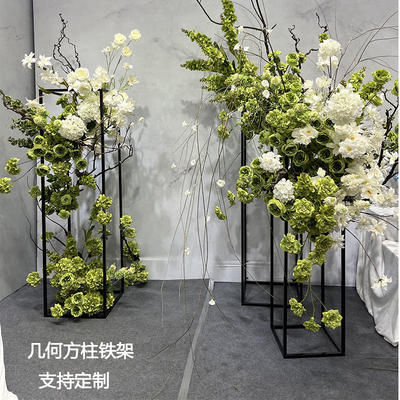 婚庆立体几何长方形路引方柱立柱铁艺方框橱窗摆件婚礼花架拱门