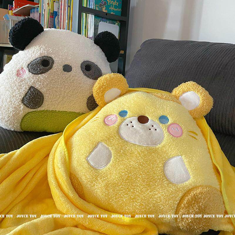 熊猫抱枕被子两用毯子办公室枕头二合一靠枕毛毯车用汽车午睡车载
