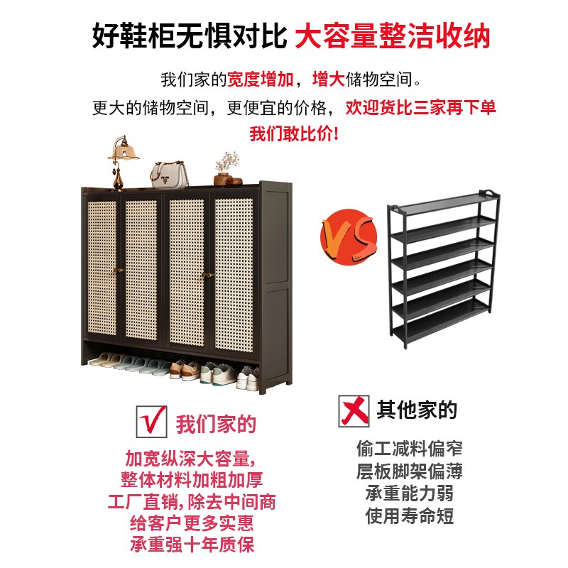 入户鞋柜家用门口收纳柜一体靠墙非实木多层大容量玄关柜2026新款
