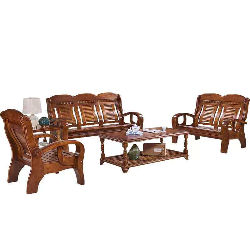 中式实木沙发客厅组合小户型凉全木质长椅办公单人位椅子简约三人