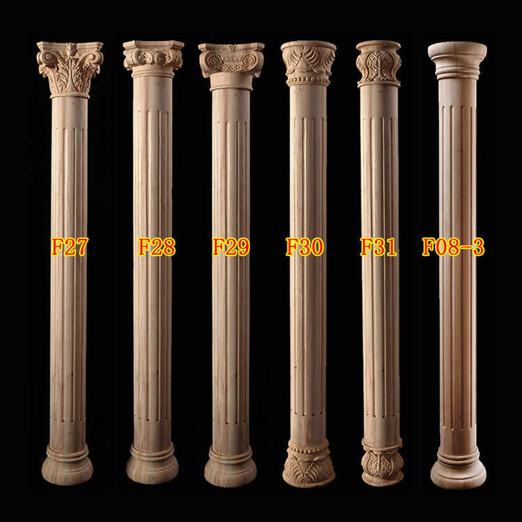 实木罗马柱圆形室内客厅欧式木质垭口装饰圆柱柱子水管背景墙半圆