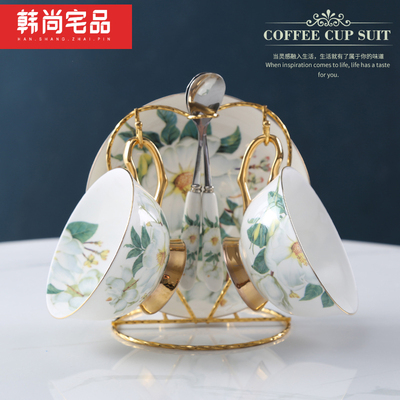 韩尚宅品欧式咖啡杯套装 高档创意英式骨瓷红茶杯陶瓷咖啡杯碟勺