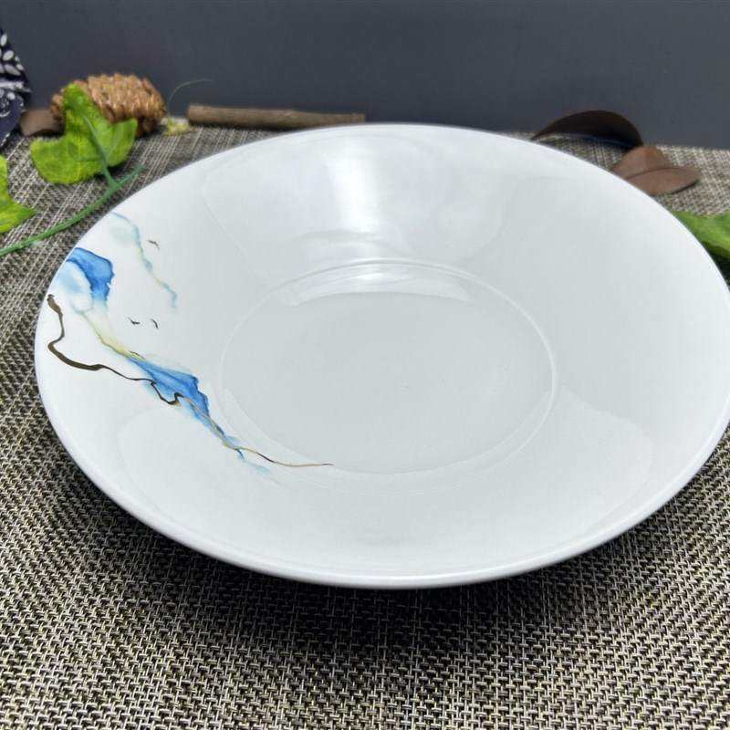 简约沙拉碗高级感斗笠碗陶瓷家用沙拉盘汤碗拉面碗餐厅酒店斗笠盘