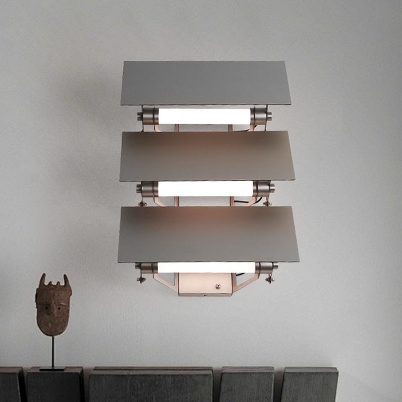 设计师机械百叶折叠光影不锈钢艺术装置落地灯背景墙装饰工业壁灯