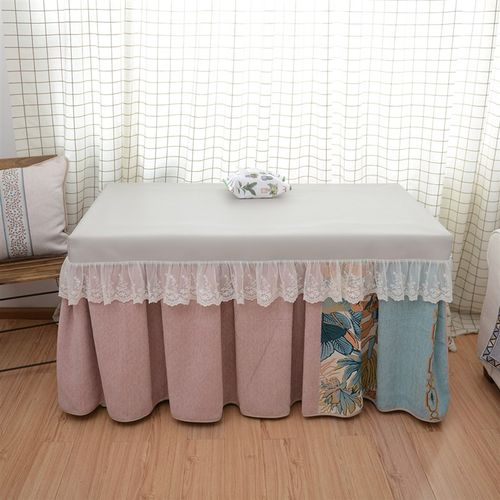 加绒加厚欧式粉色蕾丝雪尼尔长方形茶几防油电炉罩套烤火桌罩定做