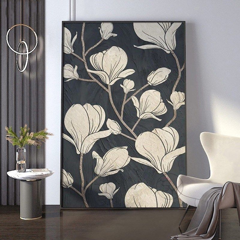 简欧花卉装饰画高端大气落地画客厅玄关楼梯走廊过道背景墙壁挂画