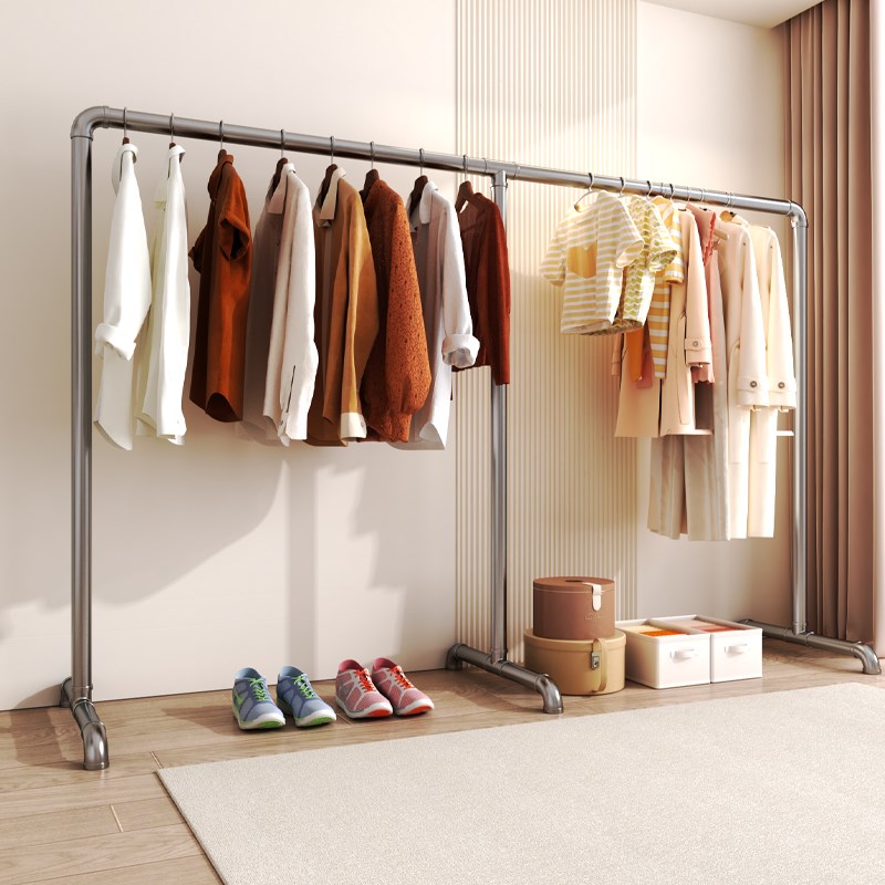 钢管晾衣架落地阳台卧室挂衣架不锈钢镀锌简易家用凉挂晒被晾衣杆