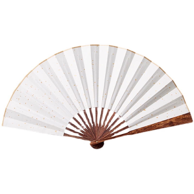 文玩扇子男木质夏天古风折叠折扇汉服定制黑色扇面绢布便携手绘扇