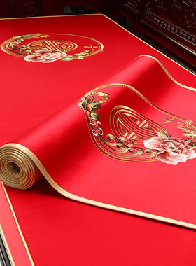红色坐垫套罩结婚喜庆红木沙发垫盖巾高档中式罗汉床靠背巾沙发巾