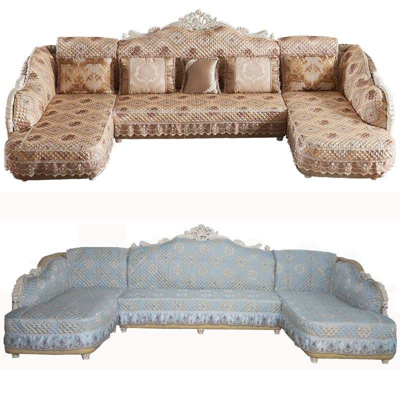 欧式沙发罩 靠背巾全包全盖u型垫罩 四季通用简欧亚麻