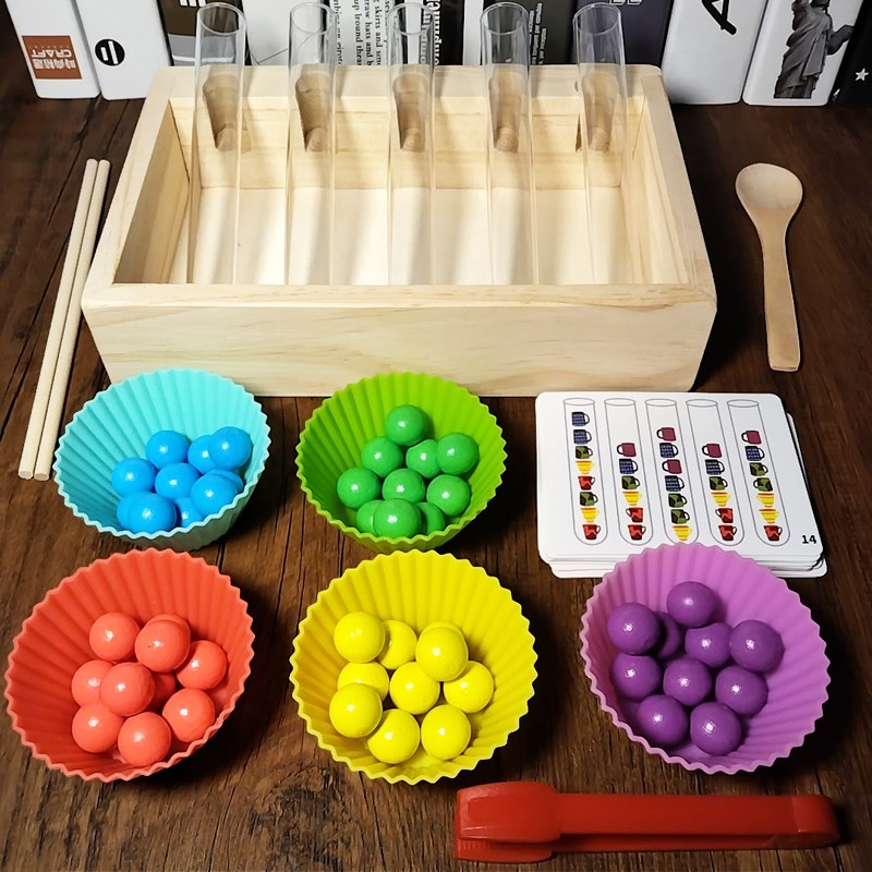 儿童试管夹珠子专注力训练捡豆子幼儿园感统注意力精细动作教
