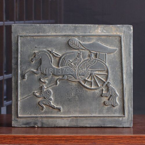 仿古东汉丸剑宴舞画像砖摆件秦砖汉瓦做旧西王母砖雕壁画拓片素材