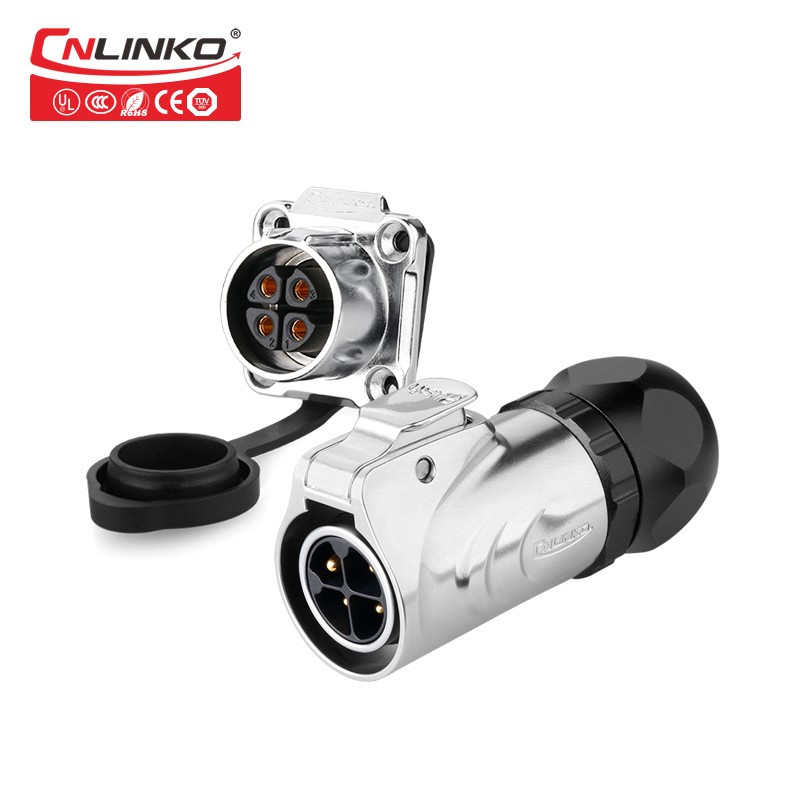 凌科新款LP-20金属款四孔箱体设备安装2-芯防水航空插头连接器