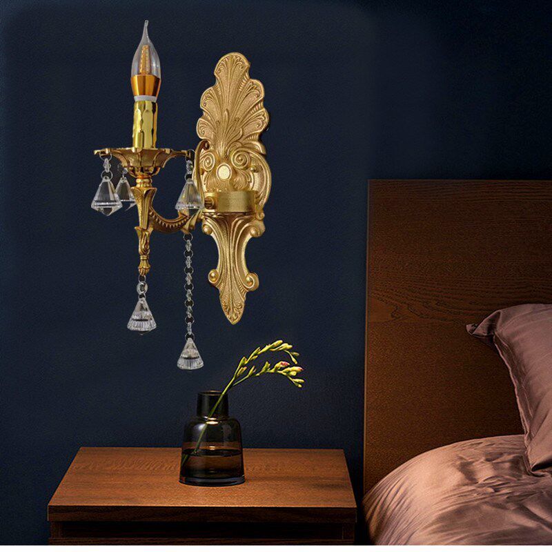 欧式水晶蜡烛壁灯奢华法式酒店别墅客餐厅灯卧室过道合金墙灯低价