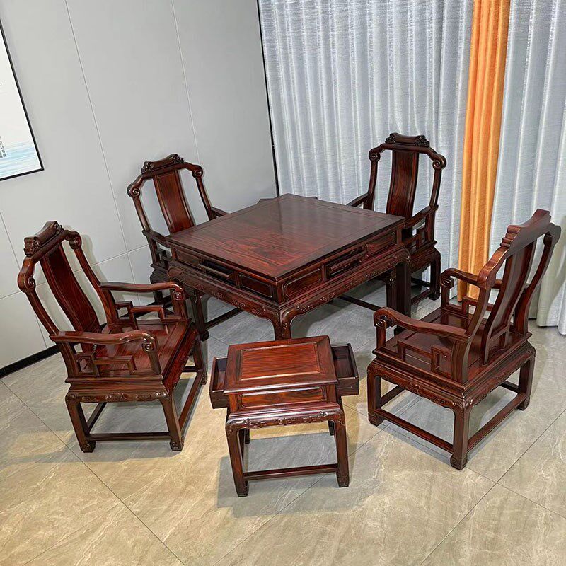 红木麻将桌餐桌两用印尼黑酸枝打牌桌子家用阔叶黄檀电动麻将桌