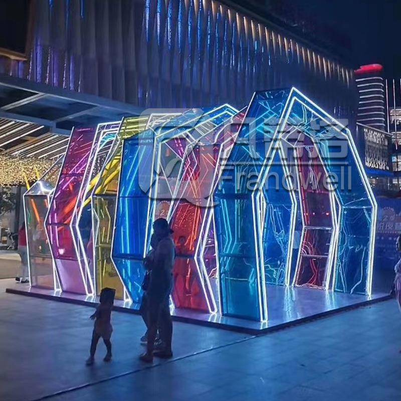 彩色亚克力炫彩膜造型室内外商场DP点亚克力彩虹拱门店铺门头装饰