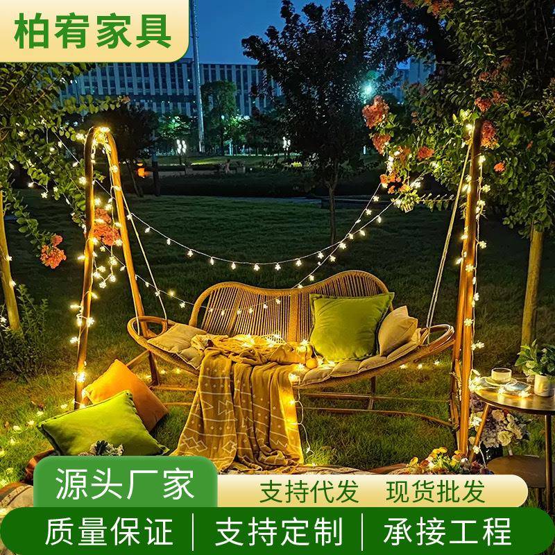 户外庭院秋千吊椅网红室内双人吊篮藤椅室外庭院荡秋千花园吊篮椅