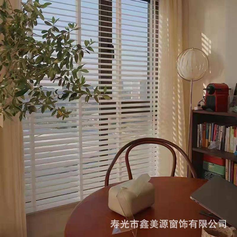 新中式实木百叶窗 书房办公室木质透气百叶窗帘 工程遮光百叶窗帘